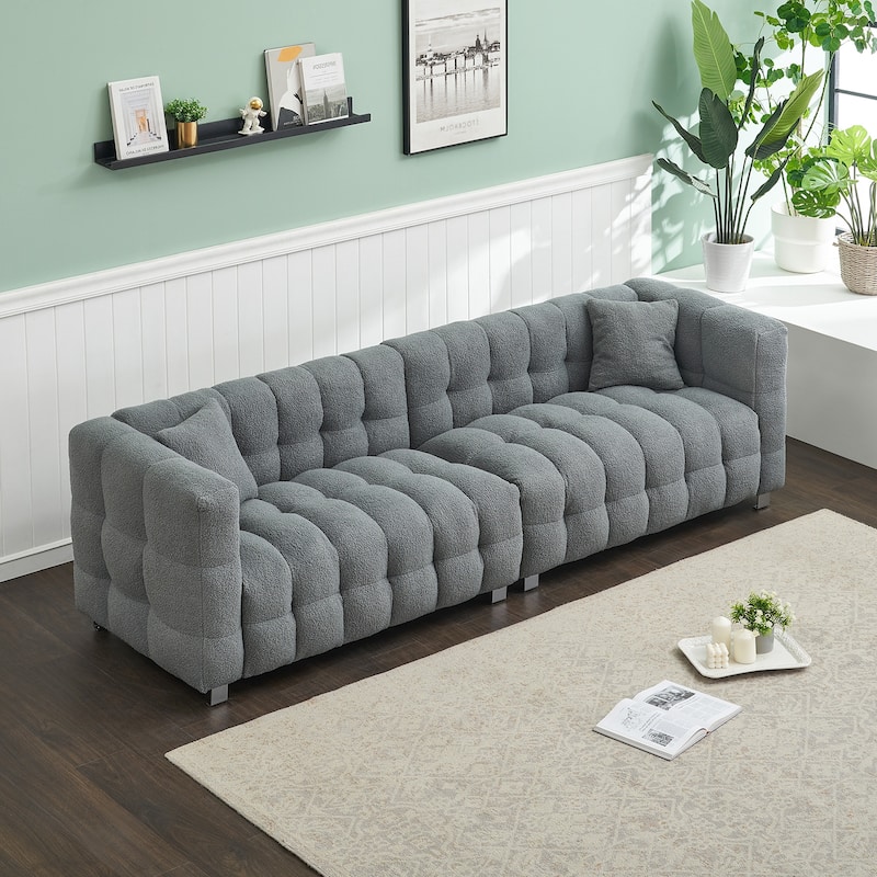 102'' teddy velvet four-seater modern style sofa