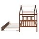 preview thumbnail 21 of 43, Twin Size Wooden House Bed with Twin Trundle with Roof for Kids