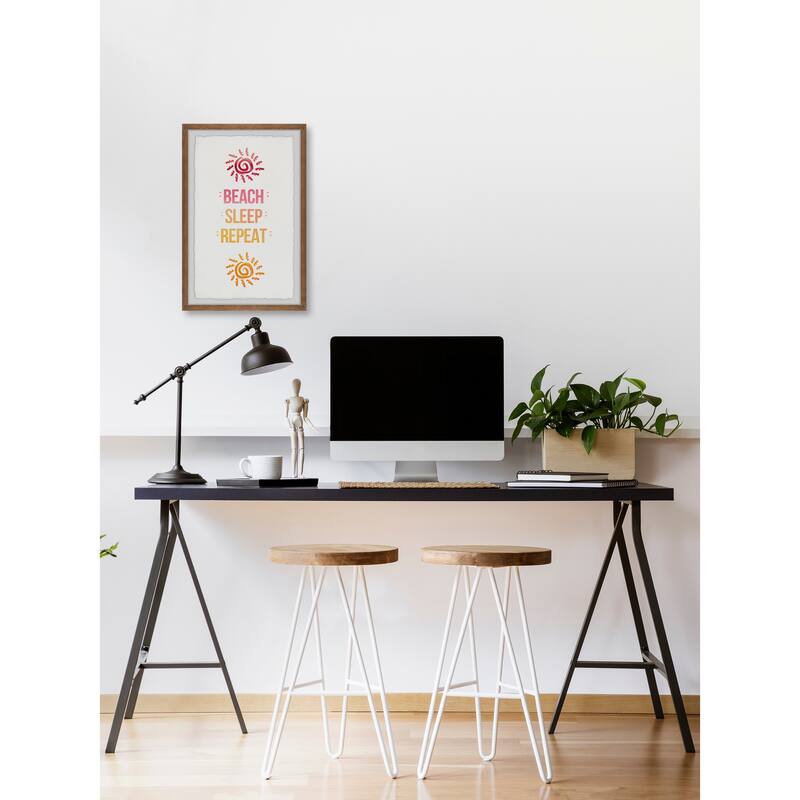 Beach Sleep Repeat Framed Wall Art, Coastal Serenity - Tranquil Ocean-Inspired Wall Décor