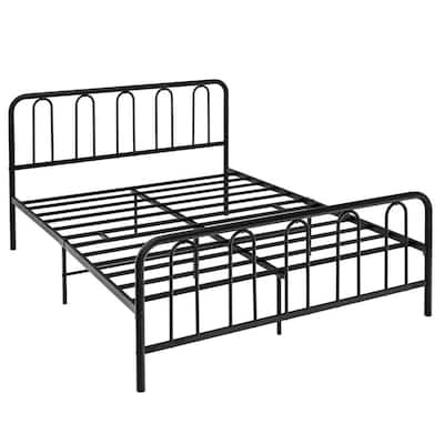 Metal Platform Bed Frame with Headboard and Footboard for Black Steel Heavy Duty with Storage Space
