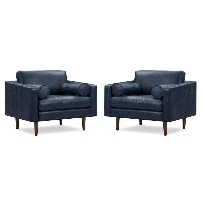 Poly & Bark Napa Lounge Chair (Set of 2) - Full Grain Genuine Italian Leather