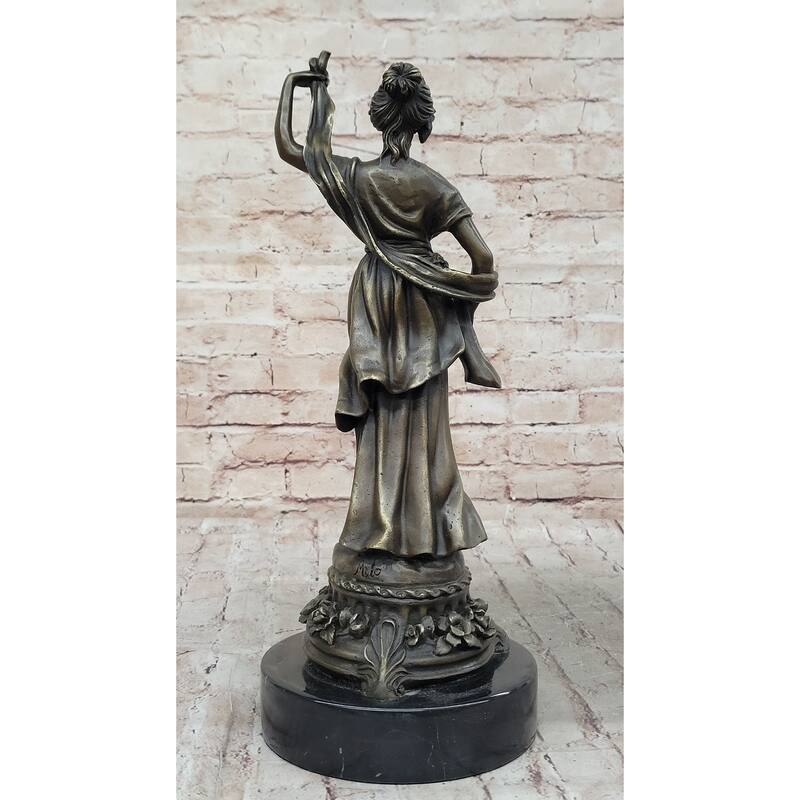 Roman Woman In Flowing Robes - Bronze Metal Sculpture Statue Original Art By Milo