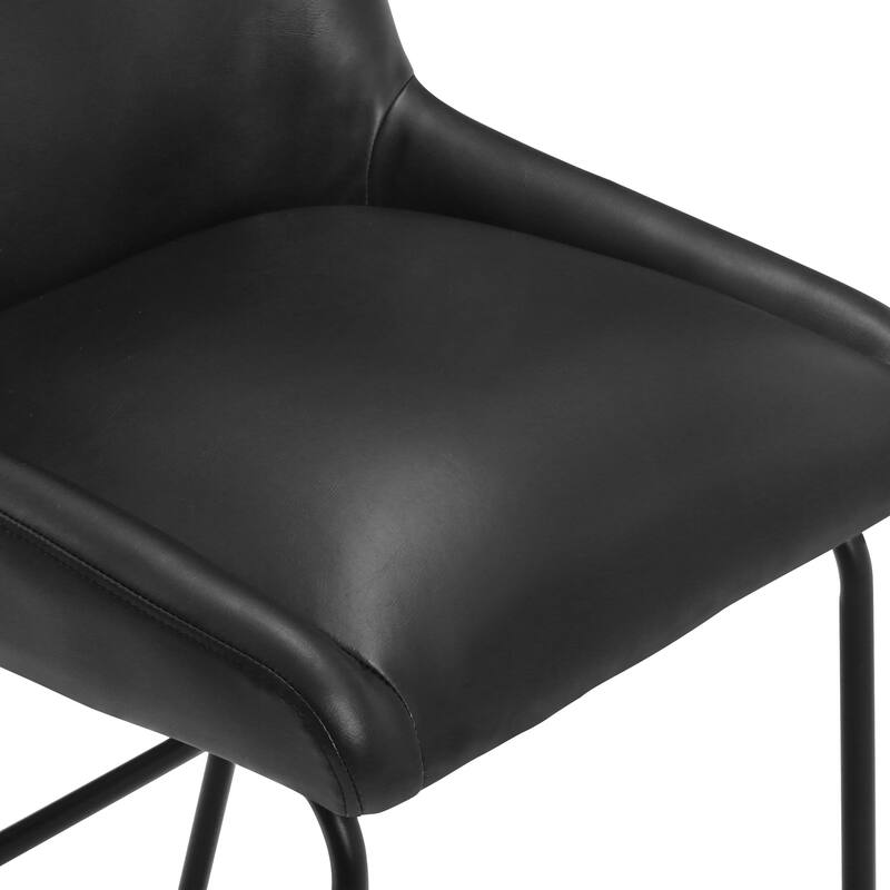 Counter Height Bar Stools with Metal Frame Upholstered Kitchen Island Stool in Faux Leather or Fabric