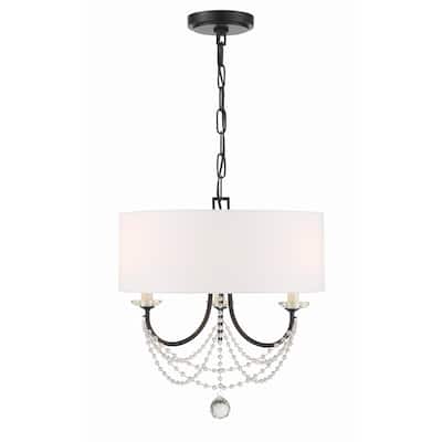 Delilah 3 Light Matte Black Mini Chandelier - 15.75"W x 16.5"H