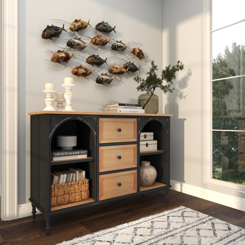 Blue Metal Indoor Outdoor Fish Home Wall Decor with Silver and Bronze Accents