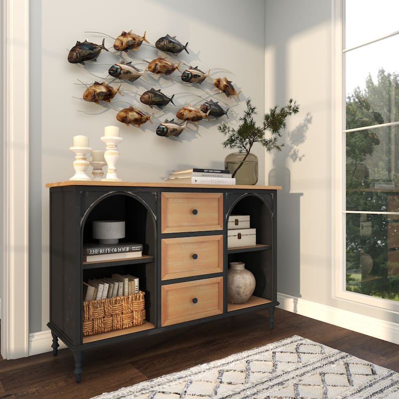 Metal Fish Indoor Outdoor Home Wall Decor with Silver and Bronze Accents - Blue - Roche River Decor