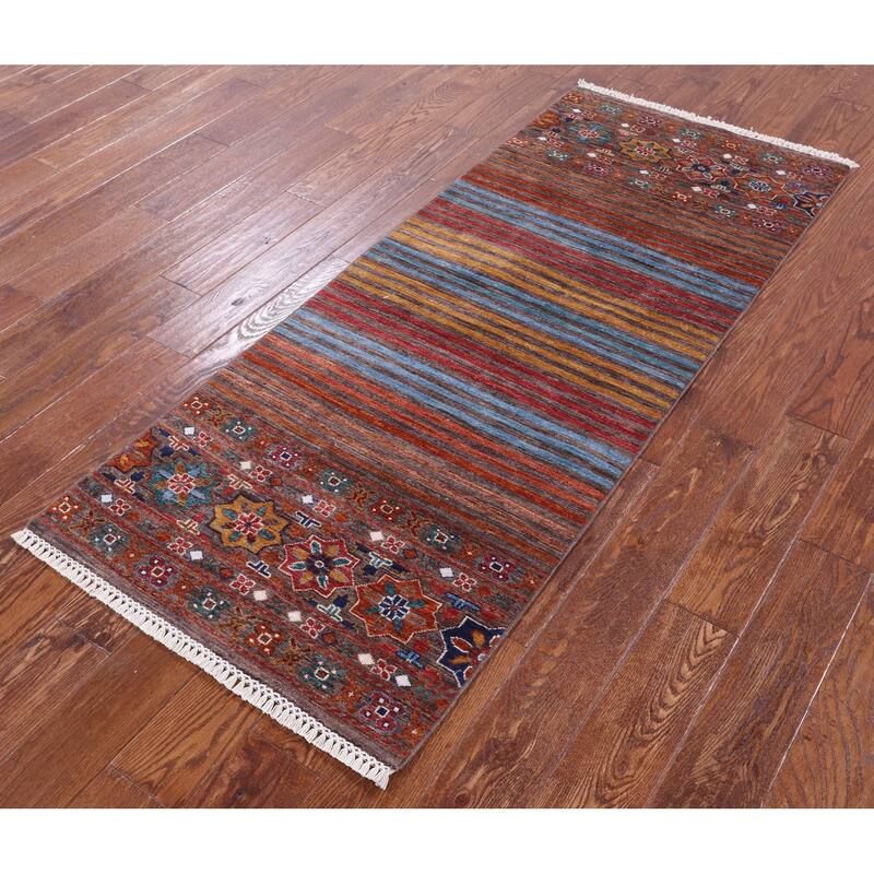 Golden Nile Khorjin Persian Gabbeh Hand Knotted Wool Runner Rug - 2' 7" X 6' 6" Runner