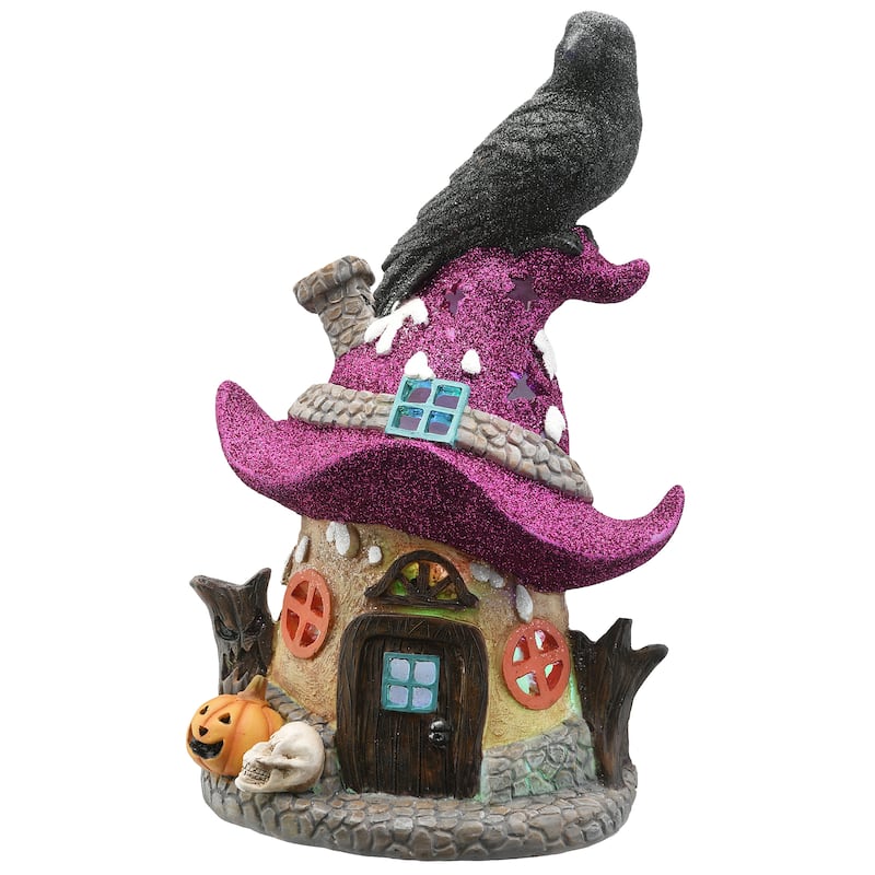 National Tree Company Halloween Pre-Lit Haunted Mushroom House Decoration, LED Lights, 10 Inches - 10 in