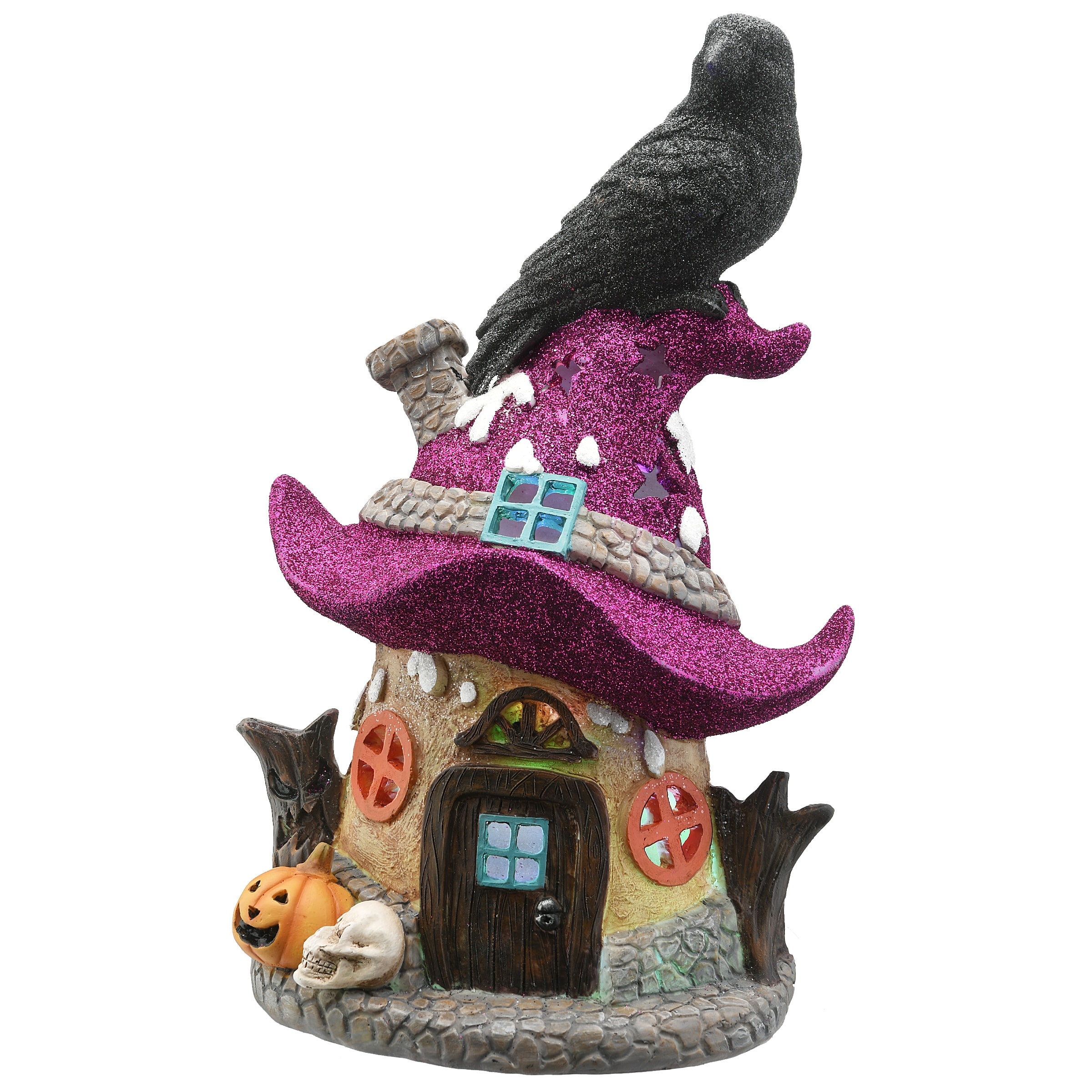 National Tree Company Halloween Pre-Lit Haunted Mushroom House Decoration, LED Lights, 10 Inches - 10 in