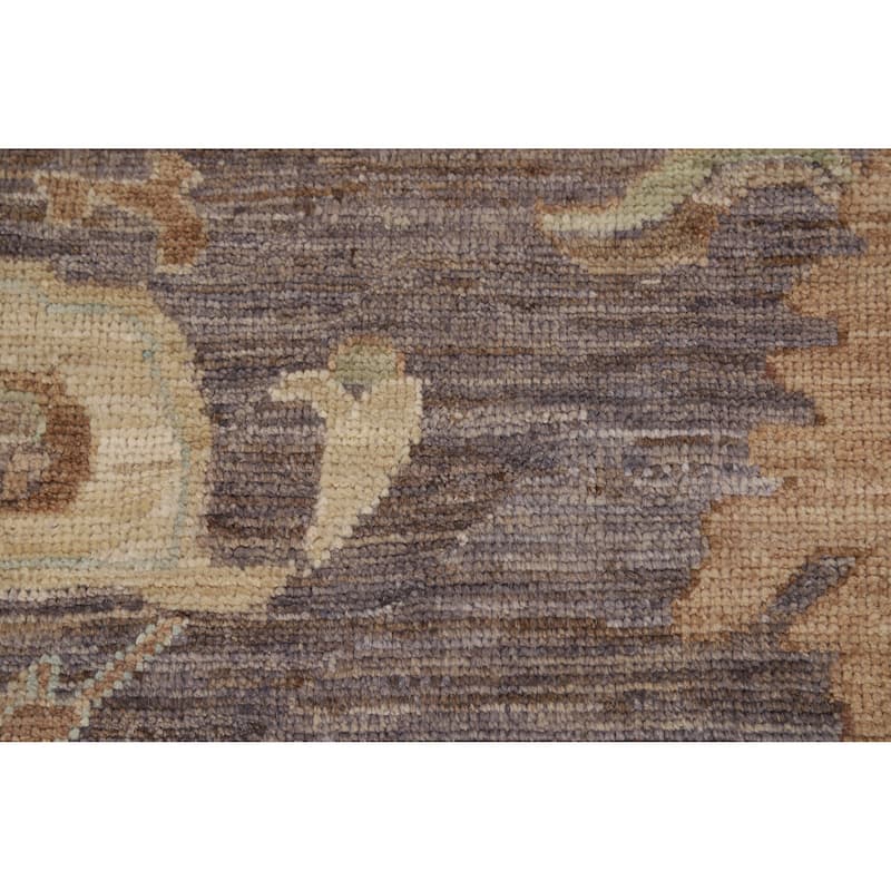 Hand Knotted Oriental 100% Wool Carpet Transitional All-Over Brown Oushak Area Rug - 9' 10'' X 8' 2''
