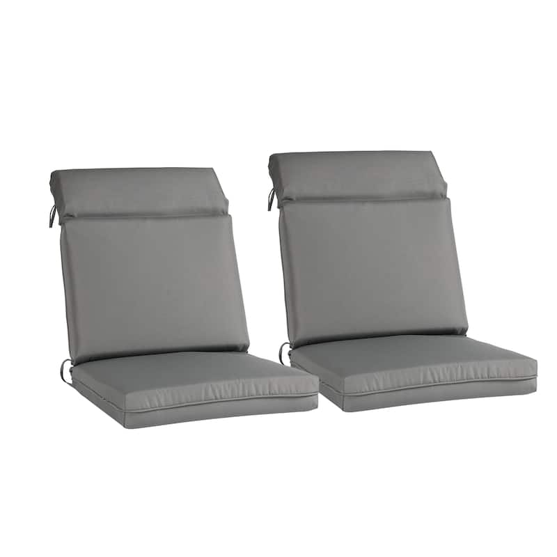 Aoodor 2Pcs Outdoor High Back Dining Chair Cushion Set 44''x21''x3.2'' - Grey