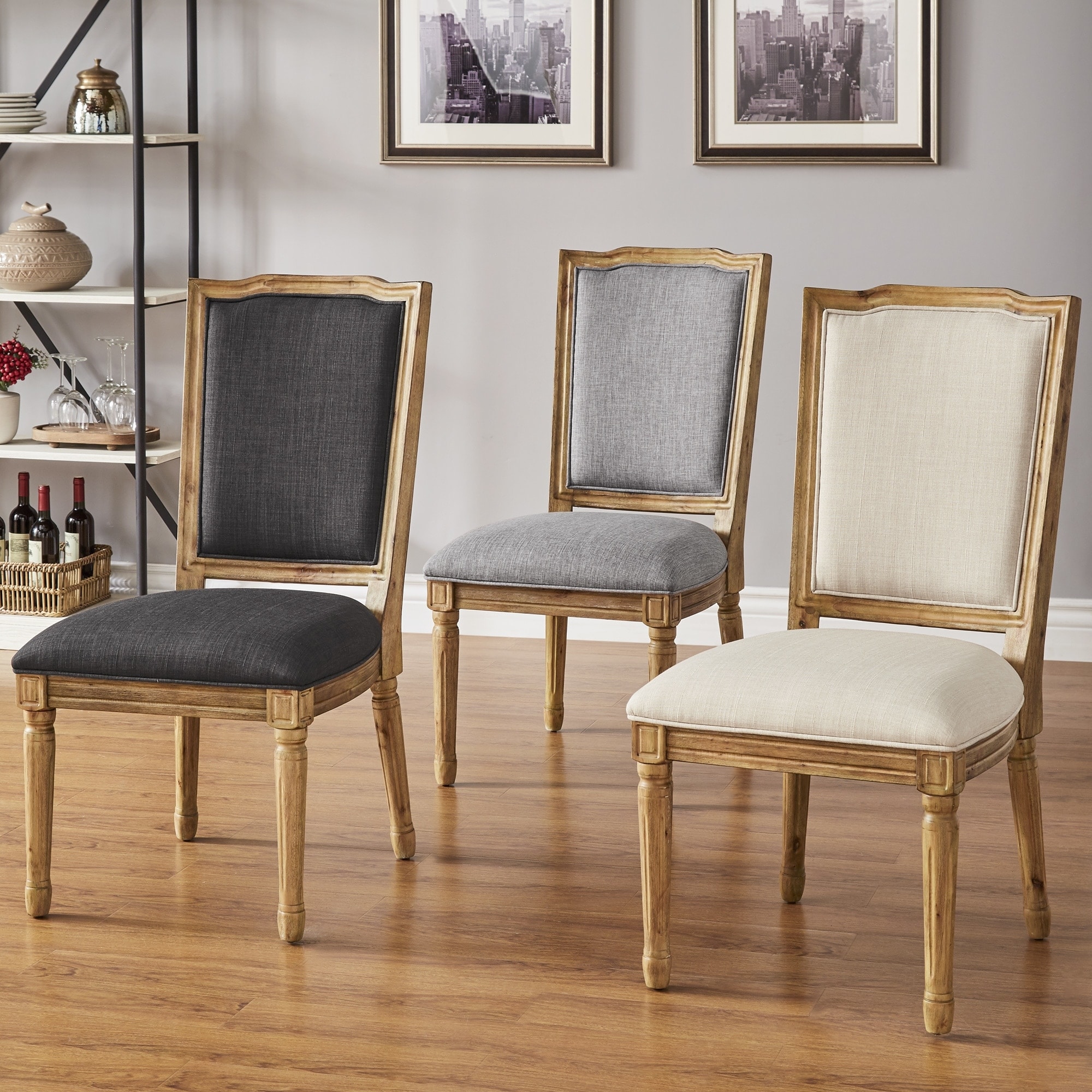Deana Ornate Linen Dining Chairs (Set of 2) by iNSPIRE Q Artisan