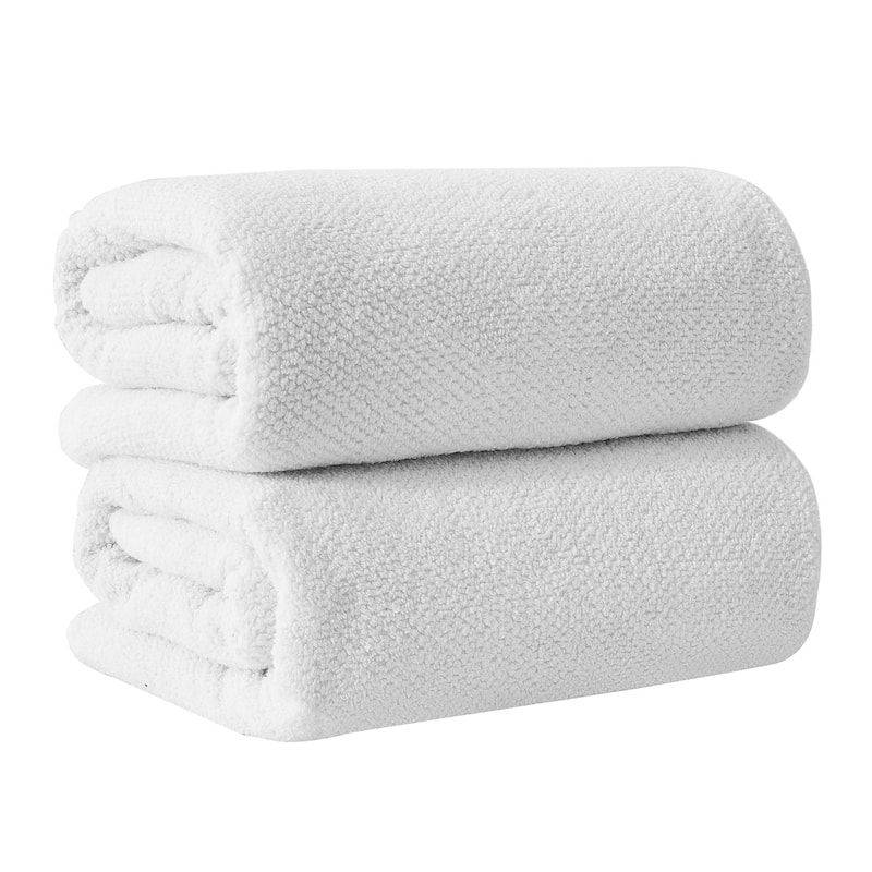 100% Cotton Acacia Collection Ultra Absorbant Popcorn Bath Towels - Bath Sheet (Pack of 2) - Optic White