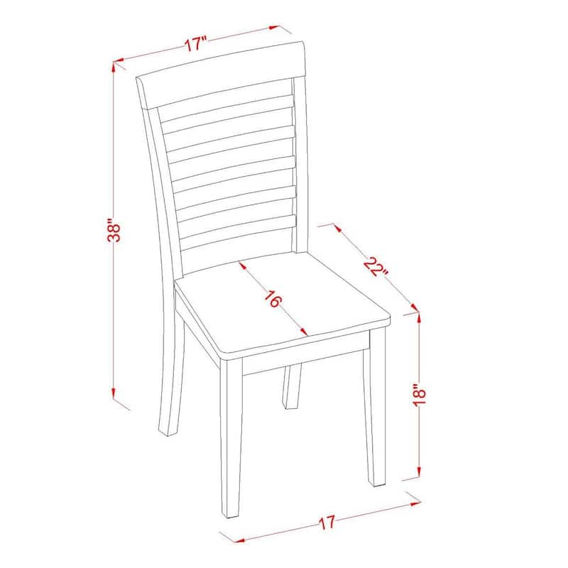 East West Furniture Milan Kitchen Dining Chairs - Ladder Back Dining Room Chairs, Set of 2, Mahogany (Seat Type Options)
