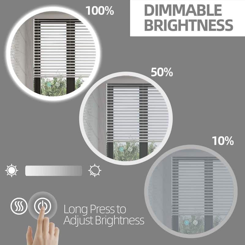 24-inch Round Frameless Dimmable LED bathroom Vanity Mirror