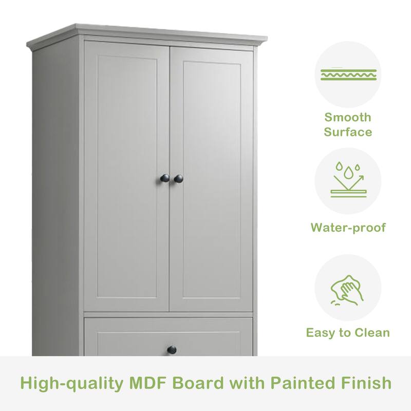 Storage Cabinet with 2 Doors and 4 Drawers for Bathroom,Office,MDF - N/A