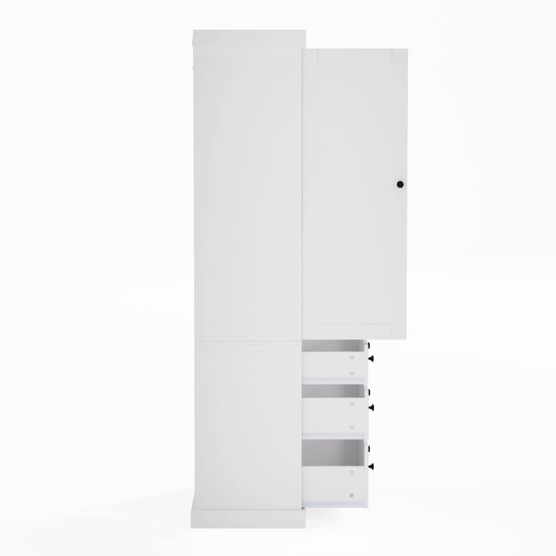 Kitchen Pantry Large Capacity Buffet Cabinet with 3 Drawers, White