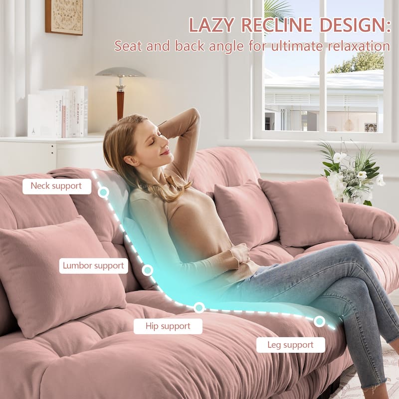 Roomfitters 4-Seater Modular Chenille Sofa, Deep Seat Cloud Couch with Round Bolster Armrests