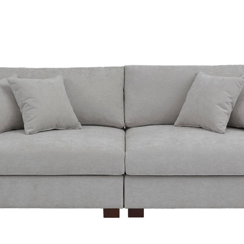 Oversized Chenille Modular Sectional Sofa With Deep Seat