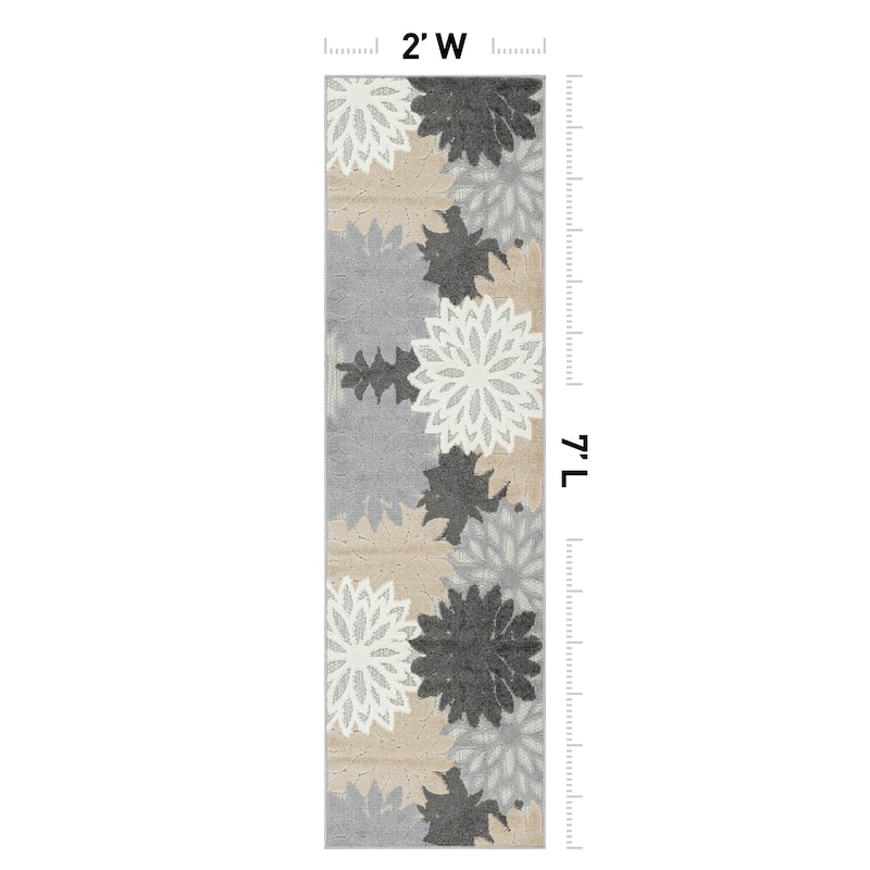 World Rug Gallery Indoor/Outdoor High-Low Textured Area Rug, Floral Easy-Clean Patio Rug