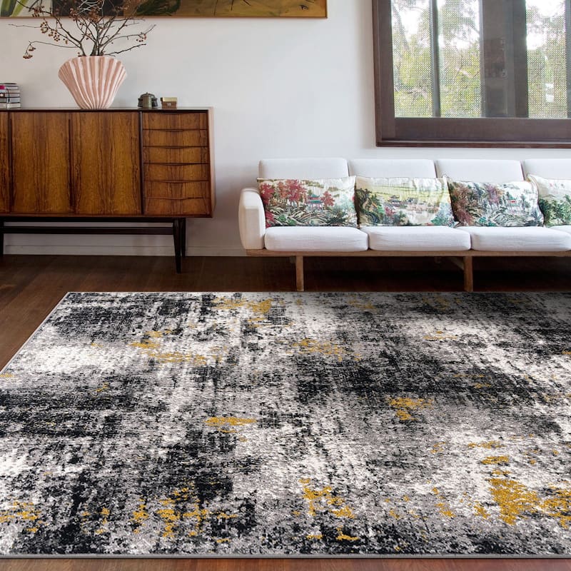 World Rug Gallery Adare Contemporary Abstract Area Rug - 9' X 12' - Yellow