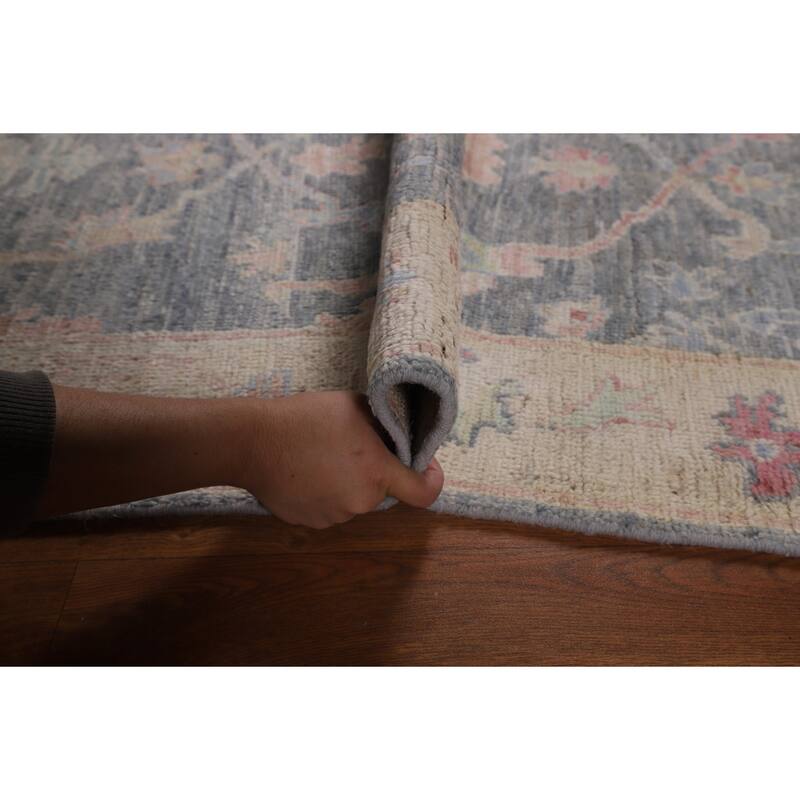 Vegetable Dye Oushak Turkish Runner Rug Handmade Wool Carpet - 2'11"x 8'10"