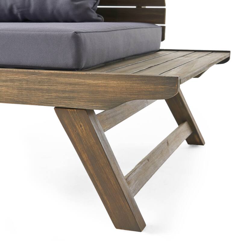 Roomfitters Outdoor Wood Loveseat with Cushions, Patio Seating Bench