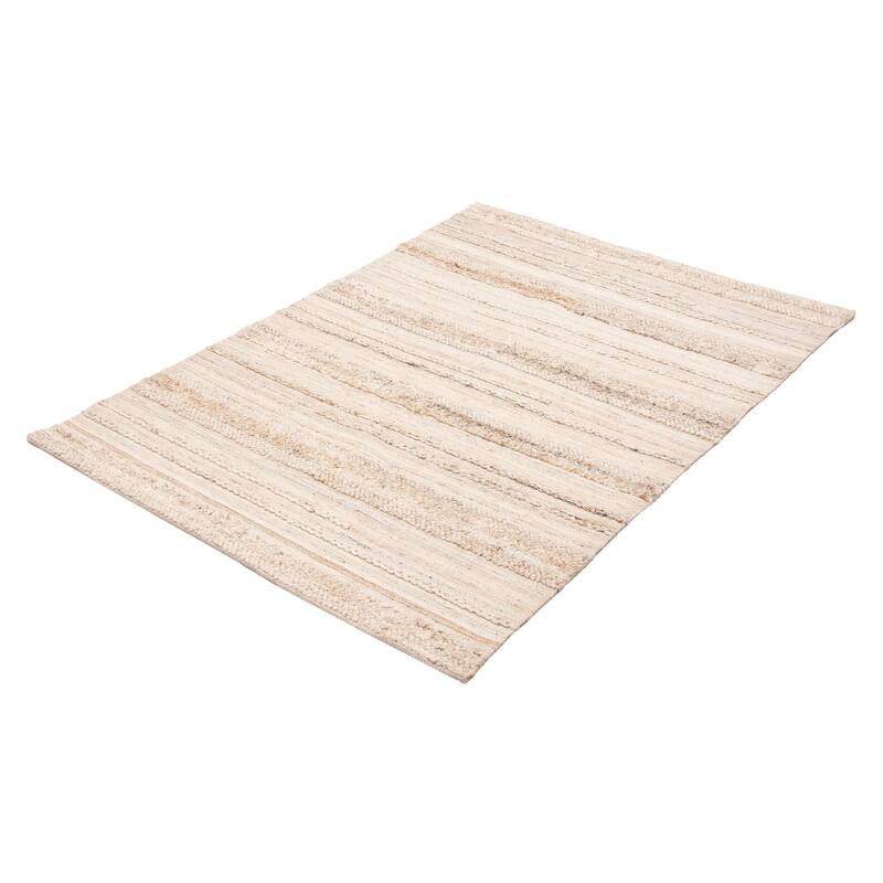 ECARPETGALLERY Braid weave Sienna Beige Wool Rug - 5'2 x 7'8