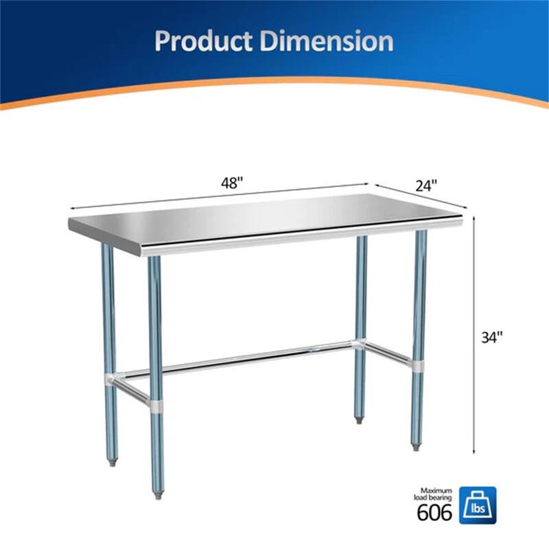 48 X 24 Inch Open Base Stainless Steel Table - N/A