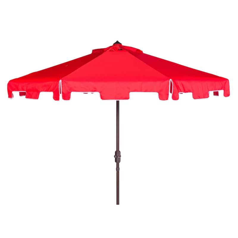 SAFAVIEH Sinica Aluminum Tilt And Crank 9-Foot Crank Market Patio Umbrella with Flap