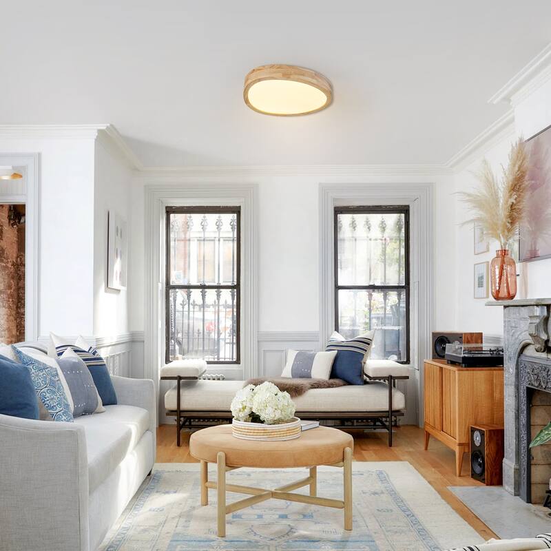 Integrated LED 5CCT Farmhouse Flush Mount Ceiling Light, 5 Color Temperature Selectable