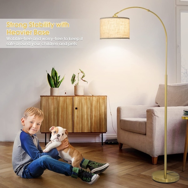 Arc Floor Lamp for Living Room with Adjustable Drum Lampshade Modern Tall Standing Lamp with On Off Foot Switch Bed Bath Beyond 39818392