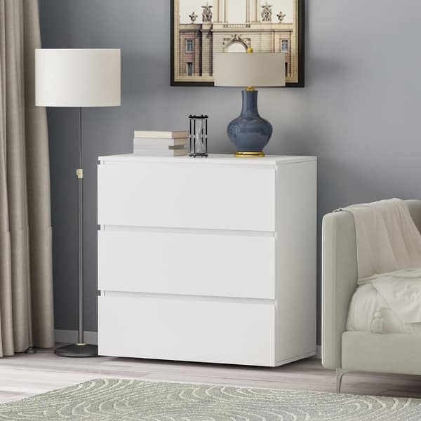 FAMAPY Space-Saving 3 Drawers Storage Chest Dresser in White - - 35101596