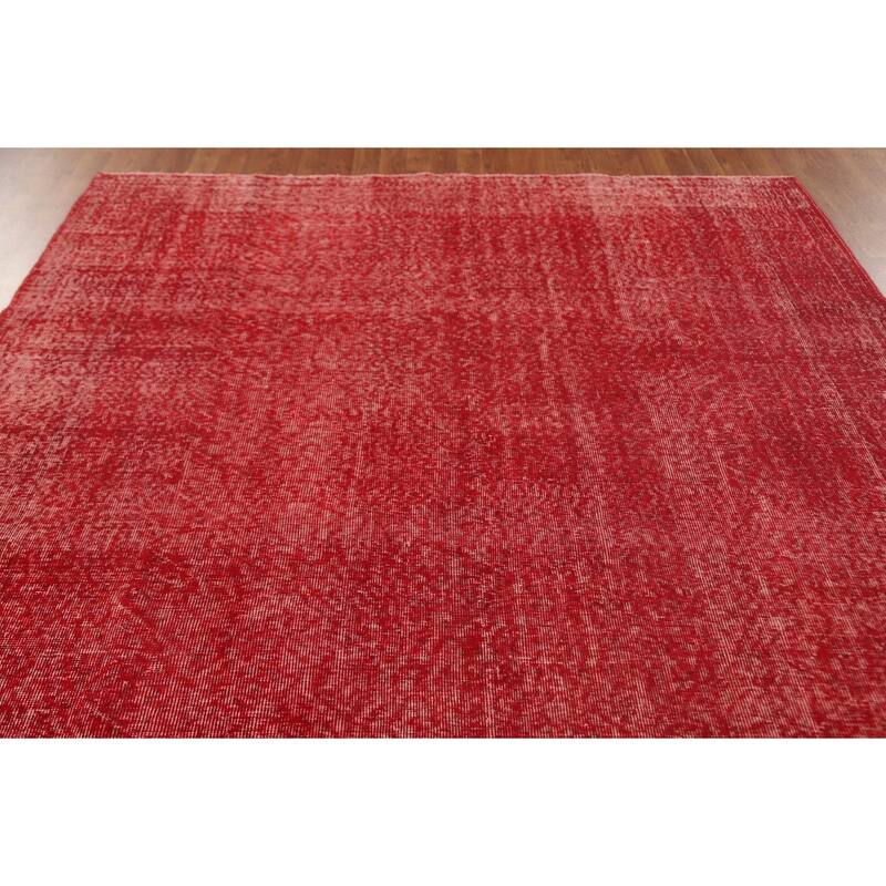 Anatolian Turkish Rug Hand-Knotted Distressed Over-Dyed Wool Carpet - 7'0" x 10'1"