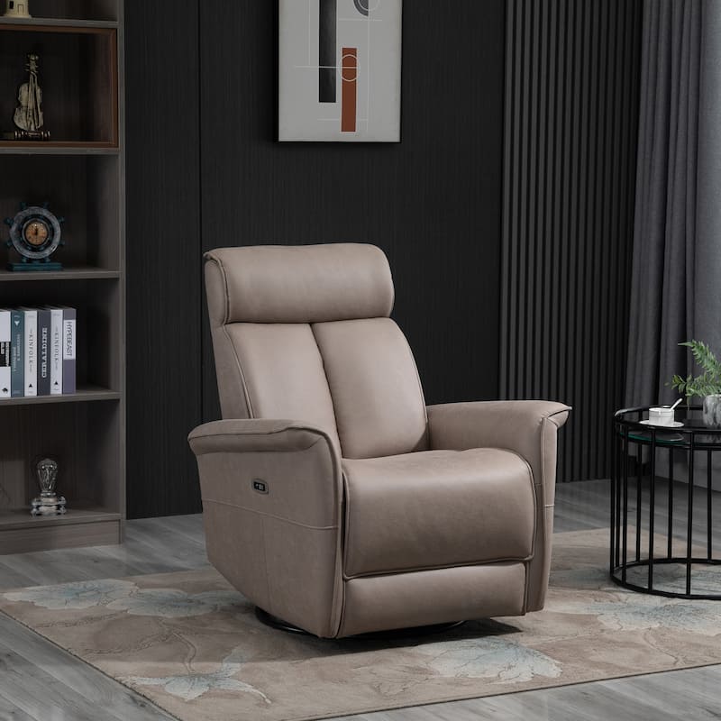 HOMCOM Power Recliner Swivel Rotation USB Charging with Footrest Brown - 32*40.25*38 - Brown