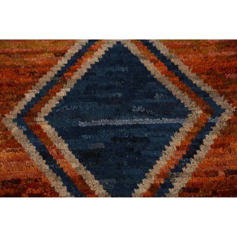 Orange Moroccan Runner Rug Handmade Tribal Oriental Wool Carpet - 2'9" x 9'10"