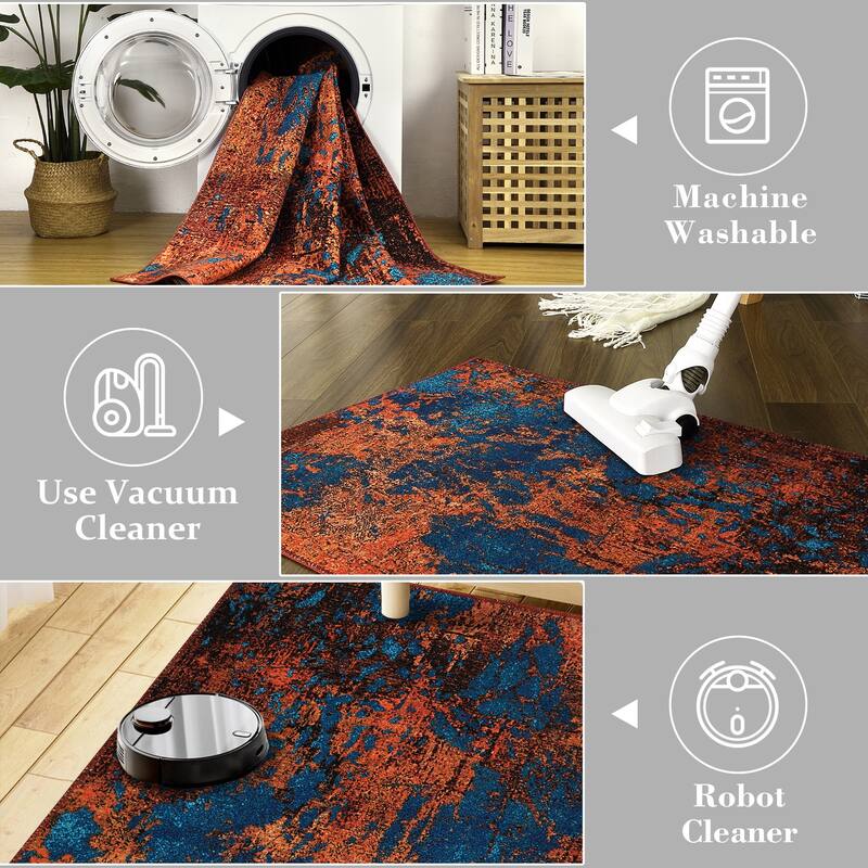 Garvee Area Rug Modern Abstract Area Rug Stain Resistant Non-Slip Rug