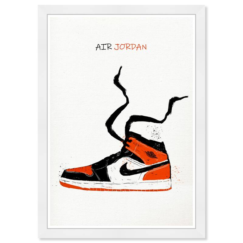 Wynwood Studio Prints Fashion and Glam Air Jordan Drawing VI Orange and Dark Orange Modern & Contemporary Wall Art Canvas Print