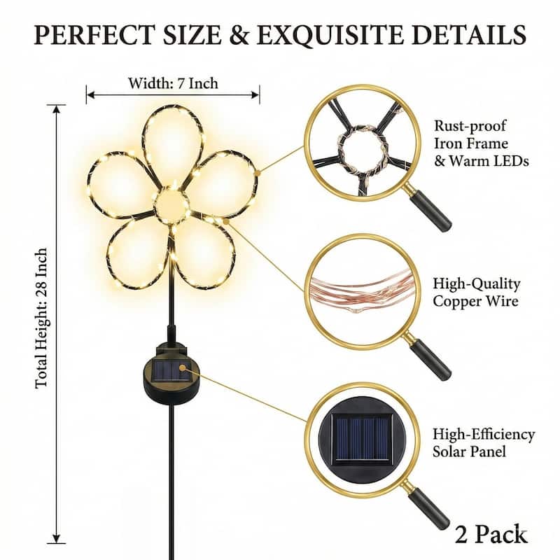 Outdoor Solar Powered LED Decorative Garden Stake Light - 2 Pack White Flower - 2 Pack