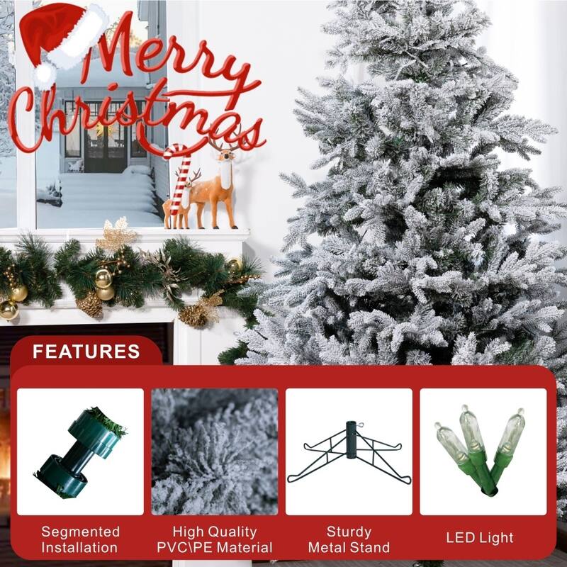 7/8FT Artificial Fir Christmas Tree with Metal Stand for Decor