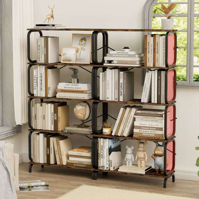 5 Tier Large Book Shelf, Bookcase Home Office Open Bookshelf, Office Shelf,Vintage Industrial Style Bookshelf
