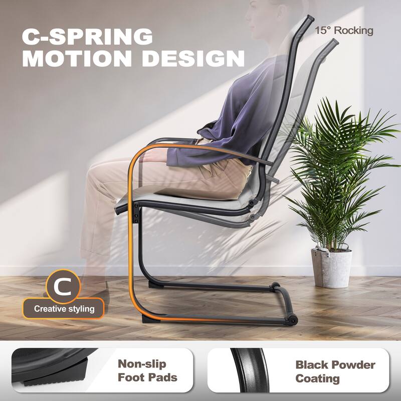 Outdoor Dining Set of 7, Textilene Chairs and Iron Splicing Dining Table