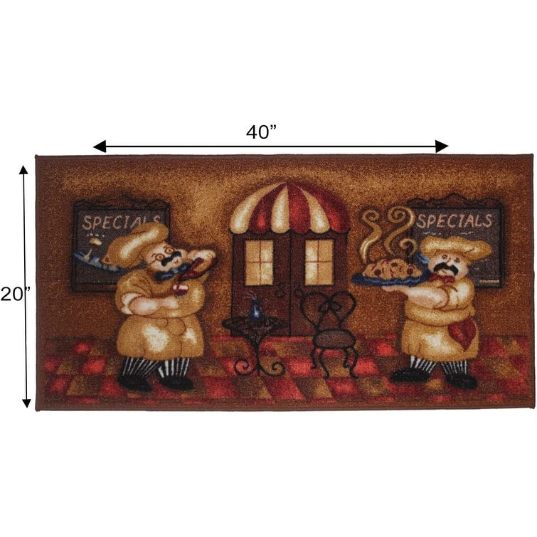 Kashi Home Kitchen Rug, Printed Durable Non Slip Floor Mat, Pretty Farmhouse Design