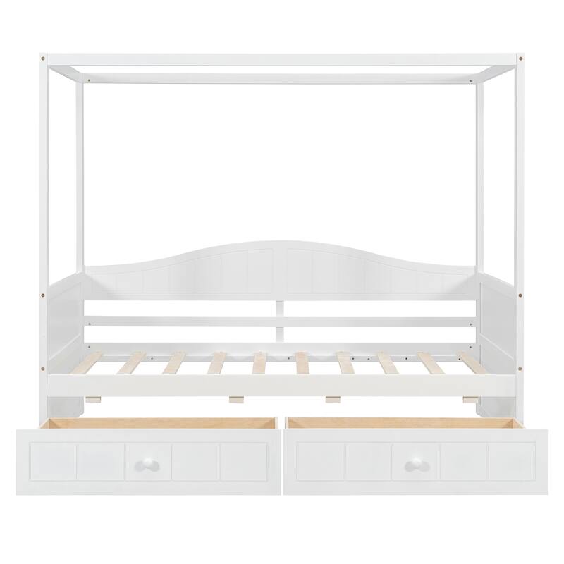 Twin Canopy Daybed with 2 Storage Drawers Solid Wood and MDF Frame