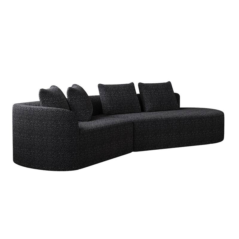 Upholstered Oversized Sectional Sofa, 112-Inch Chenille 4-Seater Extra Deep & Wide Seat Curved Cloud Couch with 4 Throw Pillows