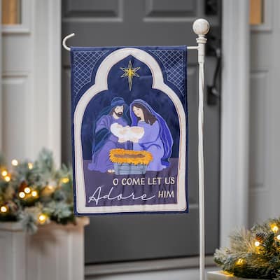 12.5 in. x 18 in. Come Let Us Adore Him Applique Garden Flag - Multicolor - 12.5 in x 18 in
