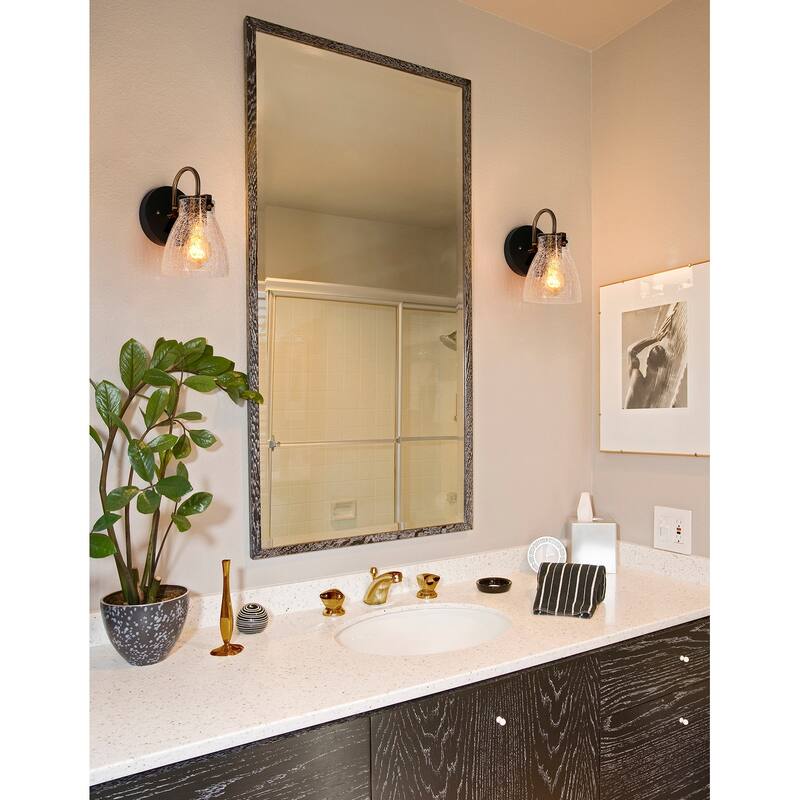 Aidtyrtm Modern 1-Light Glass Wall Sconce Bathroom Vanity Light - L5.1" x W7.1" x H8.3"