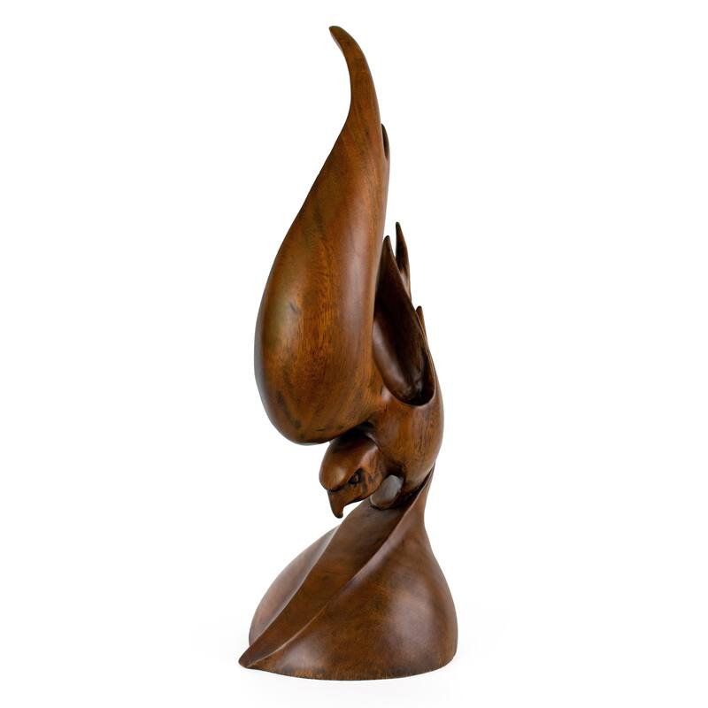 16" Wooden Handmade Eagle Abstract Sculpture Statue Handcrafted Figurine Art Hand Carved Rustic Lodge Outdoor Decorative Home