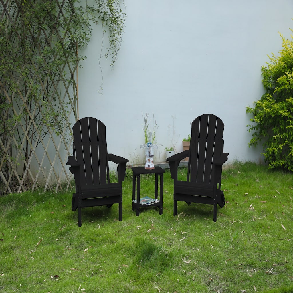 Adirondack Chair with Side Table,Black(includes 2 Chairs and 1 Table)