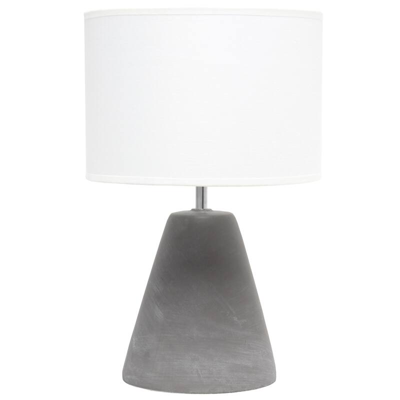 14.37" Organic Modern Tapered Concrete Table Lamp, For Living Room, Entryway, Bedroom, Stylish Accent Lighting, Black Shade - WH